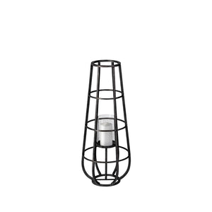 Mercana Bella Cylindrical Cage Lantern - Modern Candle Holder for Stylish Ambiance in Home Decor Spaces Black Metal | 30H 68979
