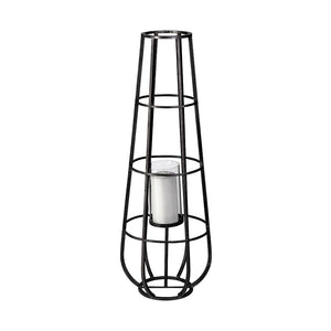Mercana Bella Cylindrical Cage Lantern - Modern Candle Holder for Stylish Ambiance in Home Decor Spaces Black Metal | 40H 68980