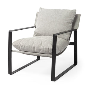 Mercana Guilia Modern Lounge Chair with Plush Cushion and Sturdy Metal Frame for Stylish Comfort & Durability Frost Gray Fabric | Black Metal 69003