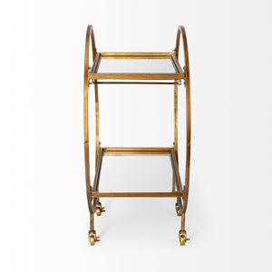 Mercana Carola Chic Two-Tier Bar Cart with Mirror Shelves and Stemware Holder for Stylish Home Entertaining 50363
