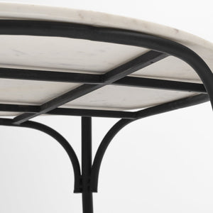 Mercana Etienne Round Coffee Table with Elegant Marble Top and Sturdy Industrial Base for Sophisticated Spaces 68507-AB