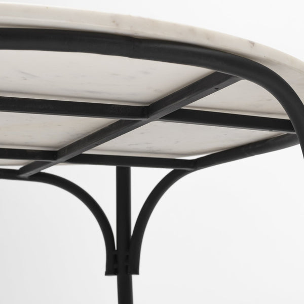 Mercana Etienne Round Coffee Table with Elegant Marble Top and Sturdy Industrial Base for Sophisticated Spaces 68507-AB