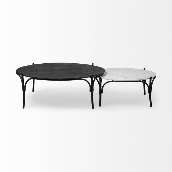 Mercana Etienne Round Coffee Table with Elegant Marble Top and Sturdy Industrial Base for Sophisticated Spaces 68507-AB