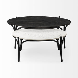 Mercana Etienne Round Coffee Table with Elegant Marble Top and Sturdy Industrial Base for Sophisticated Spaces 68507-AB