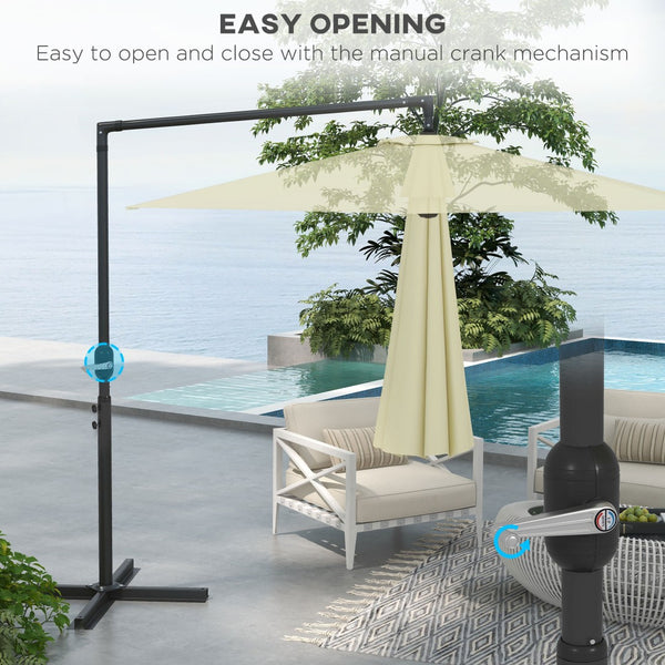 English Elm Outsunny 9.5Ft Cantilever Patio Umbrella With Crank - Stylish, Durable & Versatile Outdoor Shade Solution W2225P174158-GIGA
