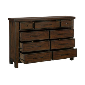 English Elm Classic Nine Drawer Mango Veneer Dresser Warm Brown Finish Bedroom Storage Furniture B011P446671