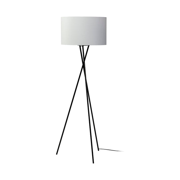 Mercana Ambrose Modern Tripod Floor Lamp for Living Room, Bedroom or Office – Stylish Ambient Lighting Solution Black Metal | White Shade 68970