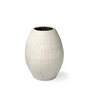 Mercana Reyan Small Pearl White Ceramic Striped Vase  69044