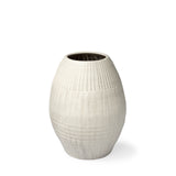 Reyan Small Pearl White Ceramic Striped Vase