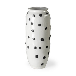 Mercana Polka Large 32H White Ceramic Polka Dot Vase  69047