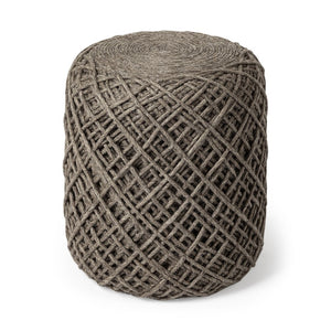 Mercana Allium Handwoven Wool Pouf - Artisanal Oatmeal Cylinder for Versatile Seating & Cozy Accent Decor Dark Brown Wool 68730