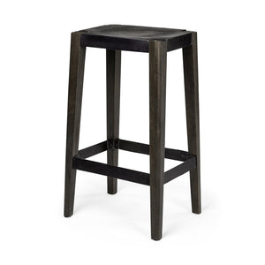 Mercana Nell Industrial-Style Stool with Solid Mango Wood Legs for a Modern Farmhouse Kitchen or Dining Area 69007