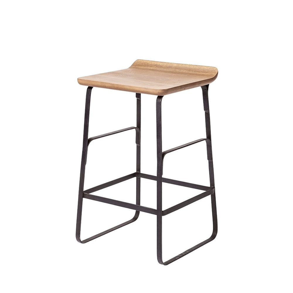 Mercana Conan Modern Industrial Stool with Low-Back Seat and Footrest for Kitchen or Bar Spaces, Fully Assembled 69008