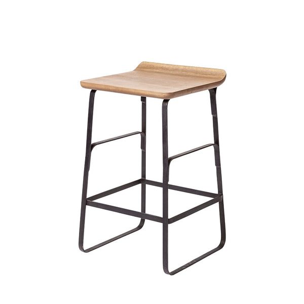 Mercana Conan Modern Industrial Stool with Low-Back Seat and Footrest for Kitchen or Bar Spaces, Fully Assembled 69008