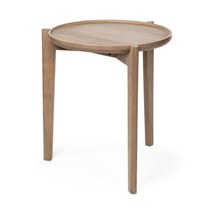 Mercana Cleaver Solid Mango Wood Round Accent Table for Versatile Mid-Century and Modern Interior Styles 69023