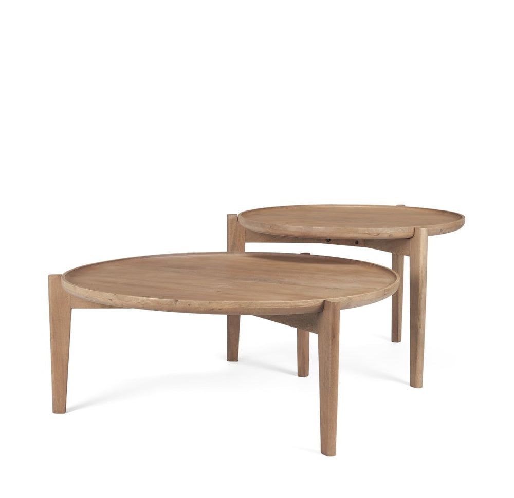 Mercana Cleaver Solid Mango Wood Nesting Coffee Tables - Stylish, Versatile Design for Modern Living Spaces 69024