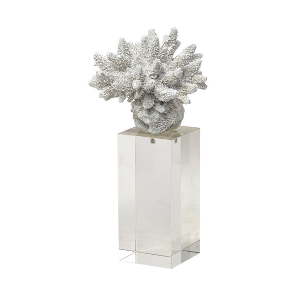 Mercana Isla Coral-Inspired Accent Sculpture on Clear Glass Base for Coastal and Contemporary Décor 68927