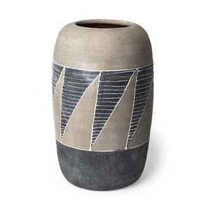 Mercana Cove Sculptural Ceramic Vase - Modern Rustic Design with Hand-Painted Stripes for Stylish Decor 68906
