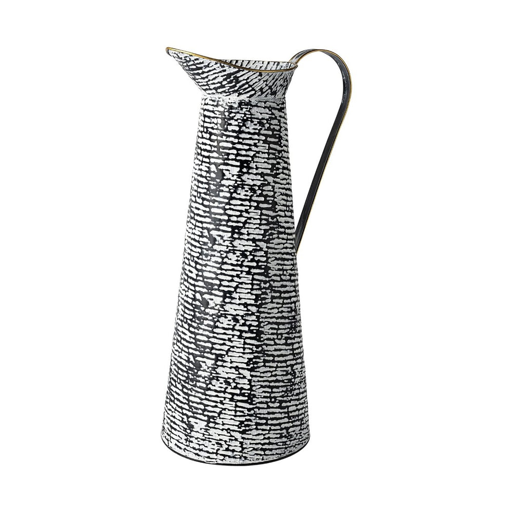 Mercana Colette Small Patterned Vase - Timeless Blend of Classic Charm and Modern Elegance for Any Room Decor Black/White Metal | 20H 68788