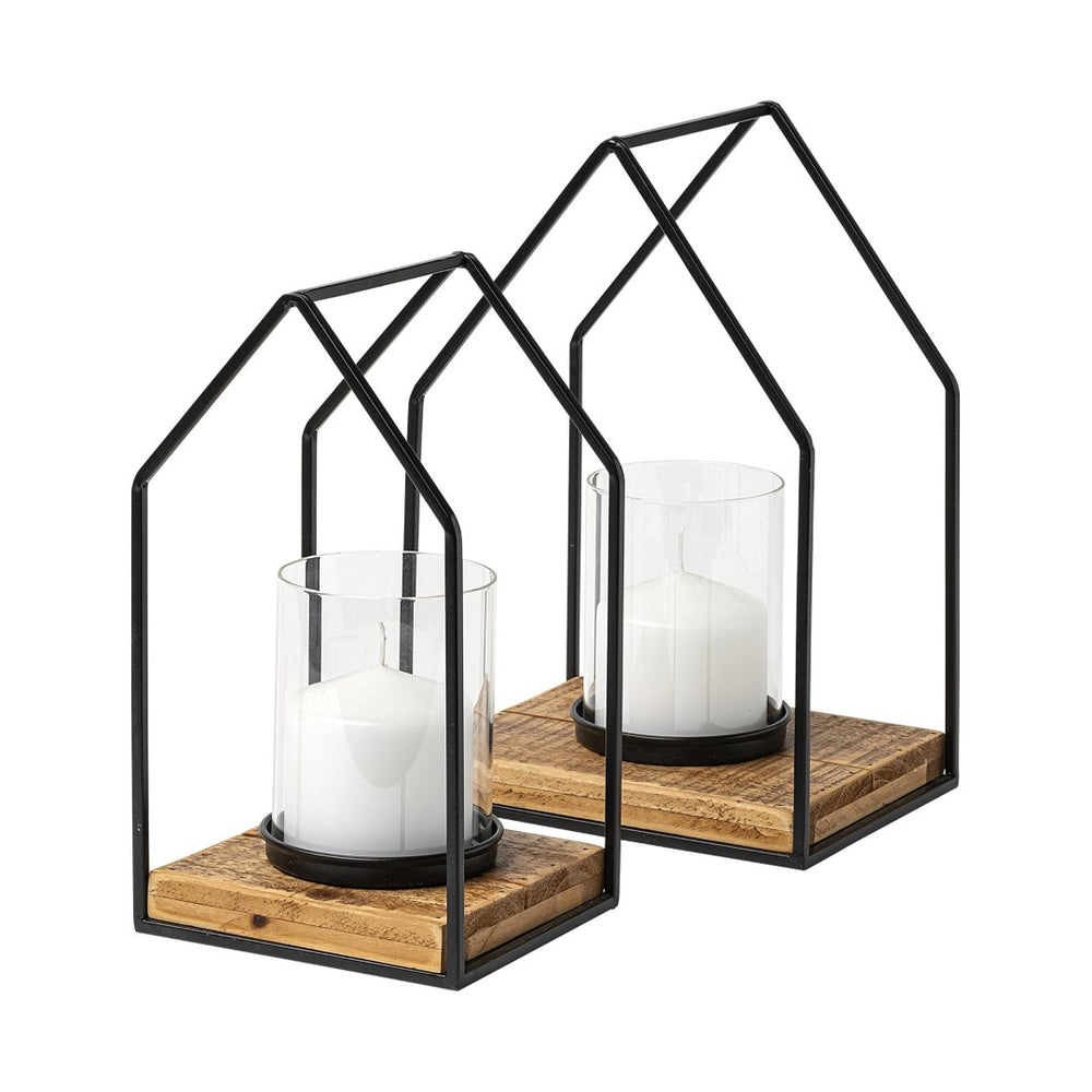 Mercana Leopold Elegant Candle Holders for Modern Decor - Stylish Ambiance with Wood and Glass Accents 68789