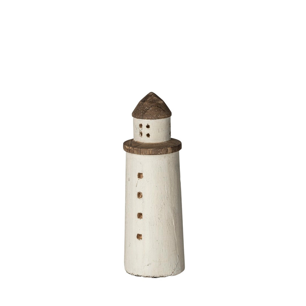 Mercana Abner Coastal Lighthouse - Elegant Wooden Accent for Shelves, Mantels, and Tabletop Decor White Wood | 10H 68794