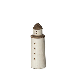 Mercana Abner Coastal Lighthouse - Elegant Wooden Accent for Shelves, Mantels, and Tabletop Decor White Wood | 10H 68794