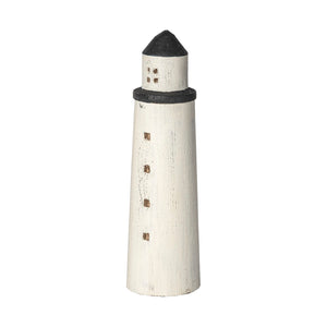 Mercana Abner Coastal Lighthouse - Elegant Wooden Accent for Shelves, Mantels, and Tabletop Decor White Wood | 13H 68795