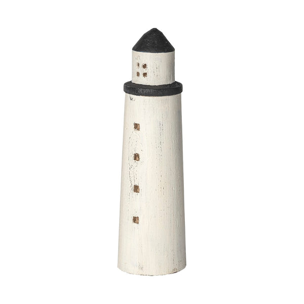 Mercana Abner Coastal Lighthouse - Elegant Wooden Accent for Shelves, Mantels, and Tabletop Decor White Wood | 13H 68795