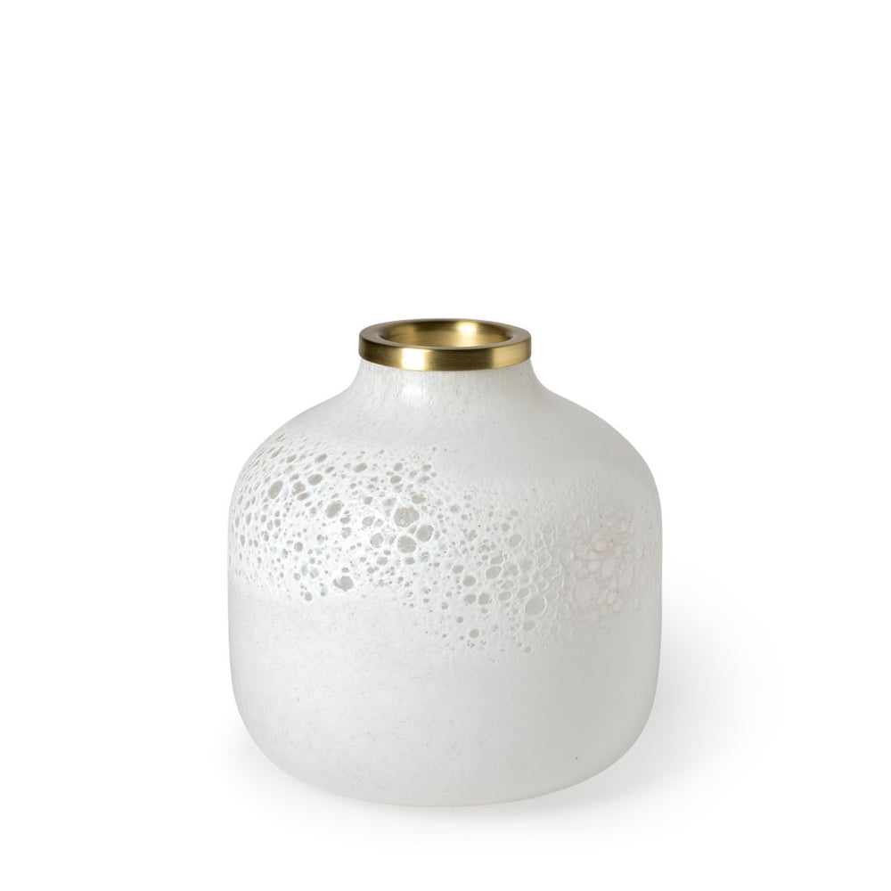 Mercana Pearl Elegant Glass Vase with Gold Accents – Chic Décor for Modern, Glam, or Coastal Interiors 69034