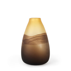 Mercana Pyla Sculptural Glass Vase - Sunlit Dune Inspired Design for Contemporary Home Accents and Decor Yellow/Brown Glass | 11H 69040