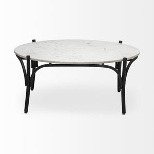 Mercana Etienne Round Coffee Table with Elegant Marble Top and Sturdy Industrial Base for Sophisticated Spaces 68507-AB