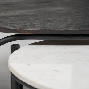 Mercana Etienne Round Coffee Table with Elegant Marble Top and Sturdy Industrial Base for Sophisticated Spaces 68507-AB