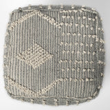 Mercana Brinket Gray/Cream Polyester Handwoven Square Pouf  68387