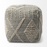 Mercana Brinket Gray/Cream Polyester Handwoven Square Pouf  68387