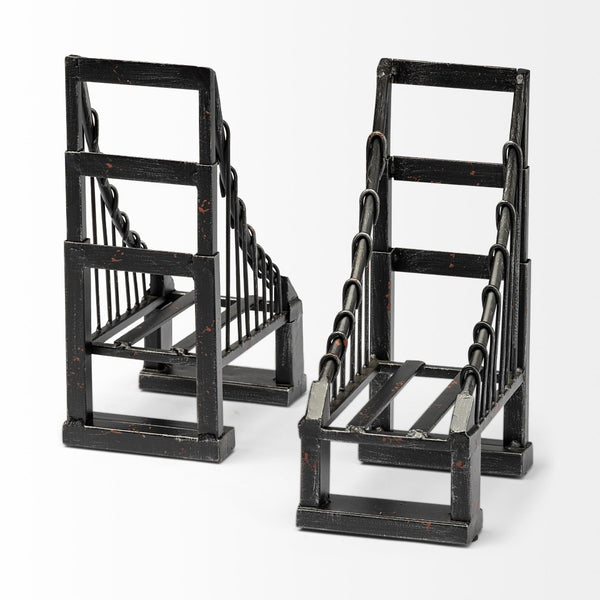 Mercana Suspension Bookends Set of 2 - Elegant Wrought Iron Bridge Design for Stylish Home or Office Decor 57157