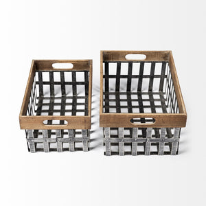 Mercana Chartrand Rustic-Industrial Open Crate Baskets for Stylish Home Organization and Decor Display 57851