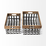 Mercana Chartrand Set of 2 Wood And Metal Open Crate Style Baskets 57851