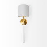 Mercana Santander II 6.5x22 Gold Metal and White Linen Shade Wall Sconce  65245