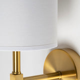 Mercana Santander II 6.5x22 Gold Metal and White Linen Shade Wall Sconce  65245