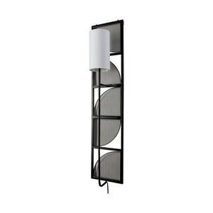 Mercana Navin 10x46.5 Black Metal Body White Fabric Shade Rectangular Wall Sconce  68985-AB