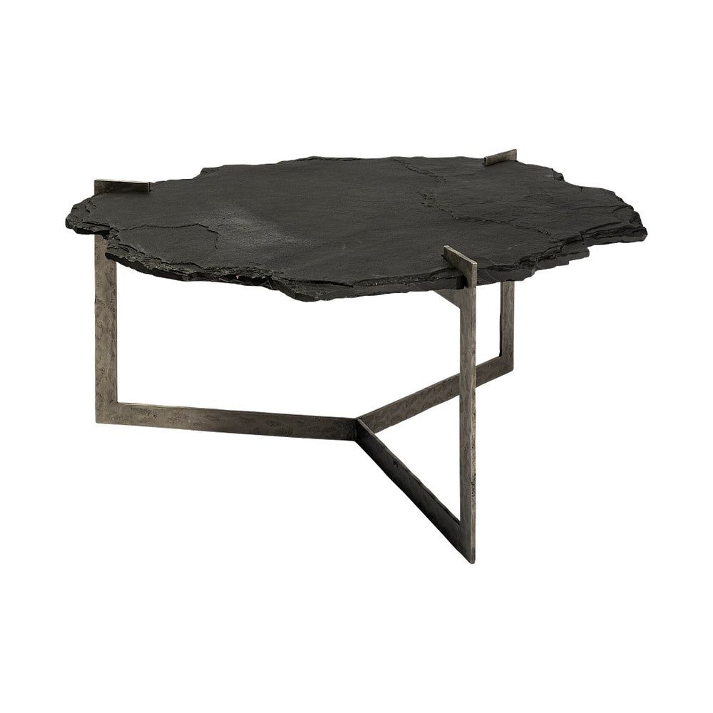 Mercana Shale 37" Irregular Live-Edge Coffee Table with Unique Natural Texture and Elegant Design Elements 69049-AB