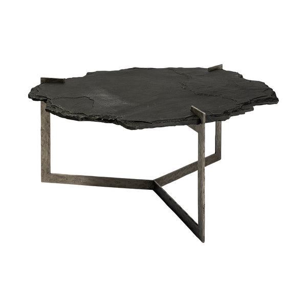 Mercana Shale 37" Irregular Live-Edge Coffee Table with Unique Natural Texture and Elegant Design Elements 69049-AB