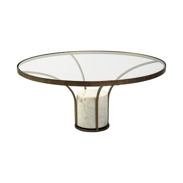 Mercana Jacinta 36" Round Pedestal Coffee Table with Elegant Design for Luxe Glam and Contemporary Interiors 69052-AB
