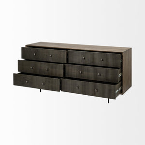 Mercana Grace Two-Tone Sideboard - Solid Mango Wood, 6 Drawer Storage, Contemporary Design for Modern Spaces 68846