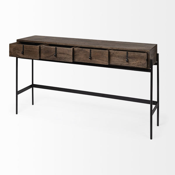 Mercana Glenn 56-Inch Console Table with Industrial Frame – Stylish Mid-Century Modern Design for Any Space 69017