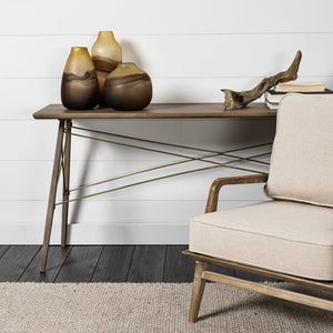 Mercana Pyla Sculptural Glass Vase - Sunlit Dune Inspired Design for Contemporary Home Accents and Decor Yellow/Brown Glass | 8H 69038