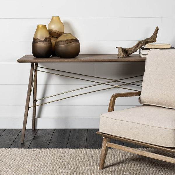 Mercana Pyla Sculptural Glass Vase - Sunlit Dune Inspired Design for Contemporary Home Accents and Decor Yellow/Brown Glass | 8H 69038