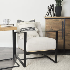 Mercana Stamford Modern Upholstered Accent Chair with Wood Back and Sturdy Metal Frame for Stylish Comfort 68760