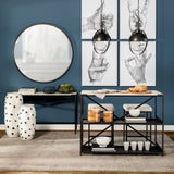 Mercana Lucas 50 X 16 X 30 White Marble Top Black Metal Frame Console Table 68469