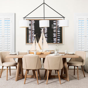 Mercana Nelly Coastal-Inspired Modern Chandelier with Cream Fabric Shade for Elegant Ambient Lighting 68967